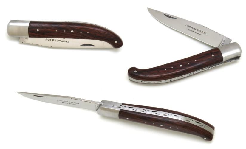 COUTEAU DE POCHE YATAGAN EN BOIS DE VIOLETTE MANCHE 12,5 CM - 1 MITRE EN INOX