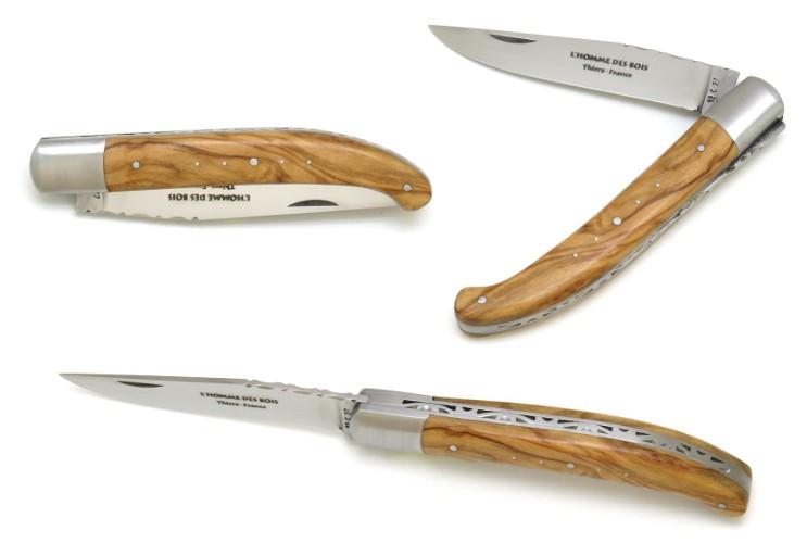 COUTEAU DE POCHE YATAGAN EN OLIVIER MANCHE 12,5 CM - 1 MITRE EN INOX