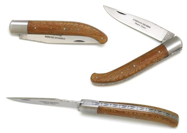 COUTEAU DE POCHE YATAGAN EN PLATANE MANCHE 12,5 CM - 1 MITRE EN INOX