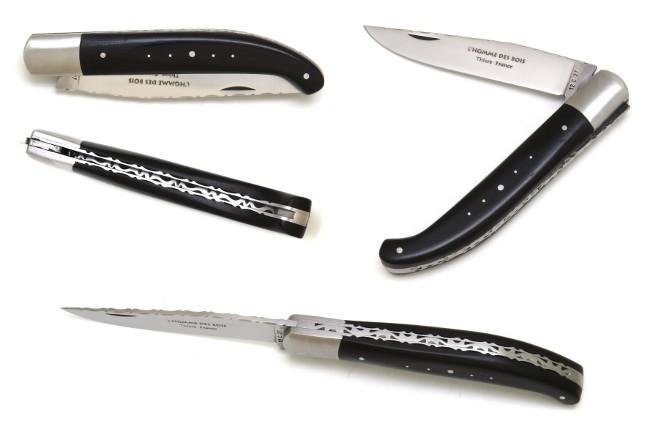 COUTEAU YATAGAN EN EBENE DU MOZAMBIQUE MANCHE 12,5 CM - 1 MITRE EN INOX - GAMME PRESTIGE