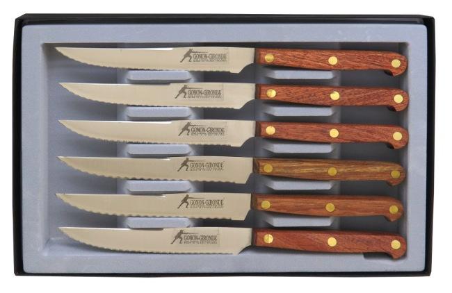Couteau steak français manche en bois en coffret