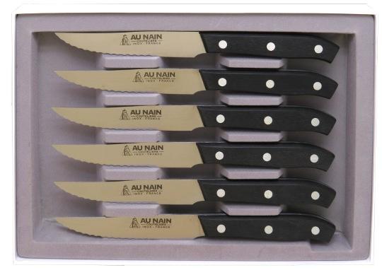 Couteau steak Culinaire noir à dents en coffret