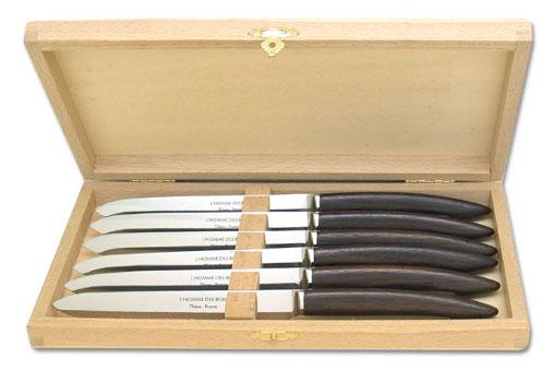 set de 6 couteaux de table en bois