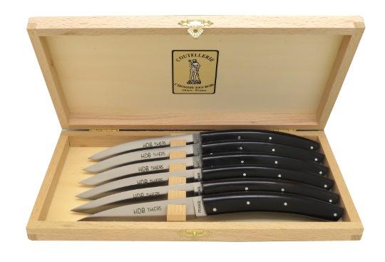 Coffret bois de 6 couteaux de table en ébène du Mozambique