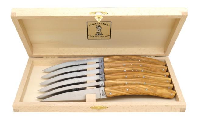 Coffret de table 6 Couteaux Olivette - Bois d'Olivier 100% Français