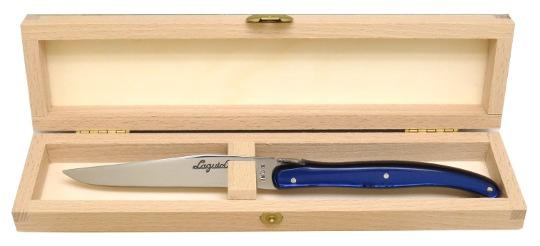 Couteau Laguiole bleu en coffret bois