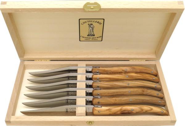 Ensemble de six couteaux avec manche en bois d'olivier