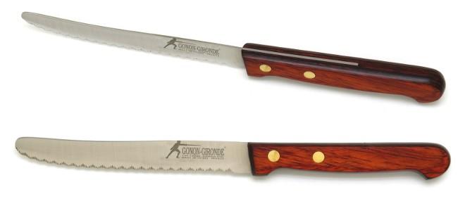 Couteau de table à bout rond manche en lamina rouge - couteau à dents