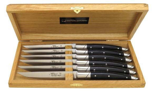 Coffret de 6 couteaux de table LAGUIOLE manches bois assortis par Forge de  Laguiole - Couteau FORGE