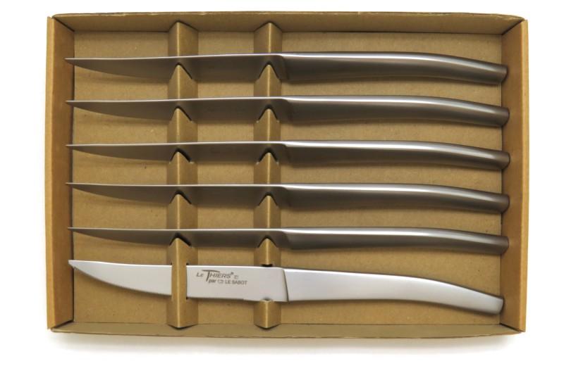 Couteau de table Le Thiers  en inox mat en coffret