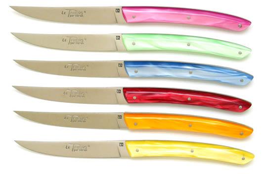 COUTEAUX LE THIERS® PLEIN MANCHE 6 COULEURS  6 COUTEAUX DE TABLE EN COFFRET CARTON