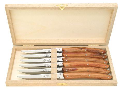 Coffret de 6 couteaux de table le thiers® en bois de rose