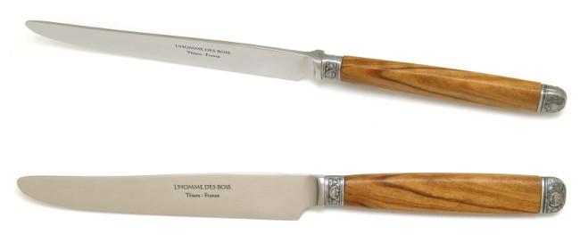 Coffret 6 couteaux de table Epure Bois Olivier Plein-manche • Comptoir du  Couteau
