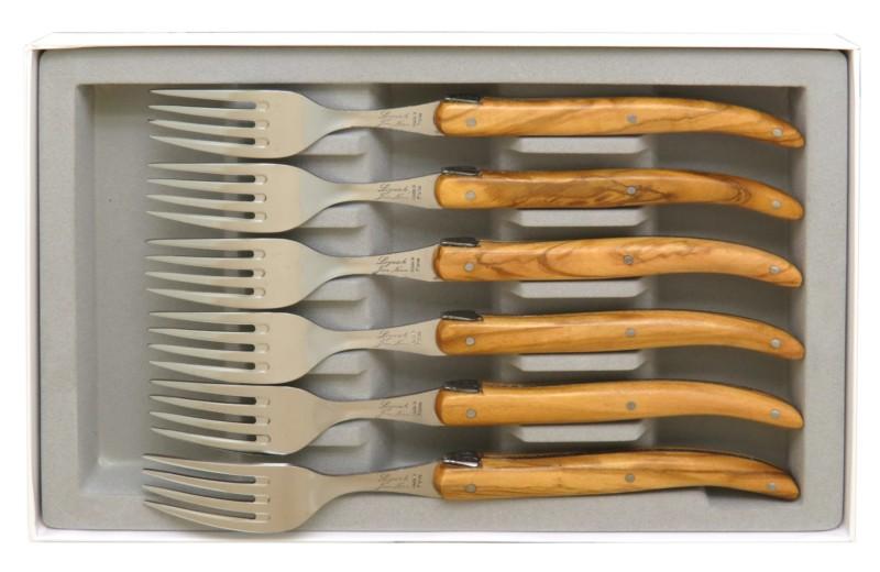 Fourchette de table Laguiole en bois d'olivier