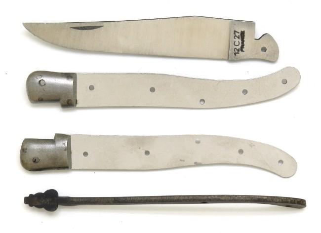 KIT COUTEAU DE POCHE LAGUIOLE 1 MITRE - 12 CM RESSORT LISSE - MOUCHE FORGEE