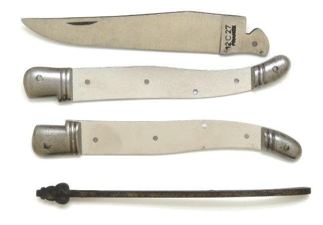 KIT COUTEAU DE POCHE LAGUIOLE 2 MITRES - 12 CM RESSORT LISSE - MOUCHE FORGEE