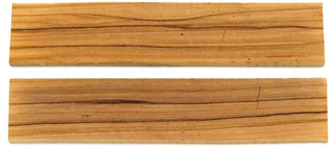 2 PLAQUETTES EN BOIS D'OLIVIER TYPE B - POUR MONTAGE DE COUTEAU