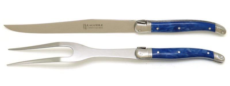 Service à découper Laguiole bleu inox