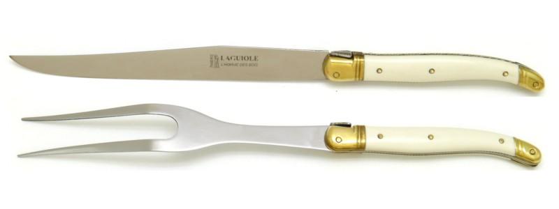 Service à découper Laguiole façon ivoire laiton