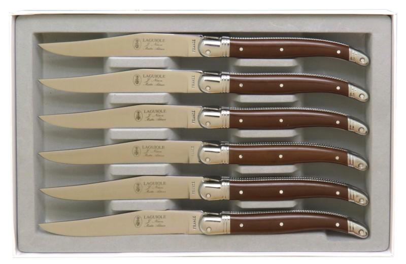Service de couteaux de table Laguiole couleur chocolat