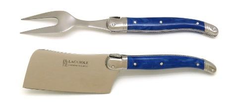 Service à fromage Laguiole manche bleu