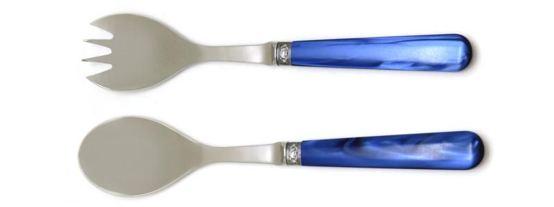 Couverts à salade manche bleu