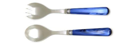 Couverts à salade manche bleu