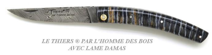 Couteau de poche LE THIERS®  par L 'homme des Bois -avec lame damas
